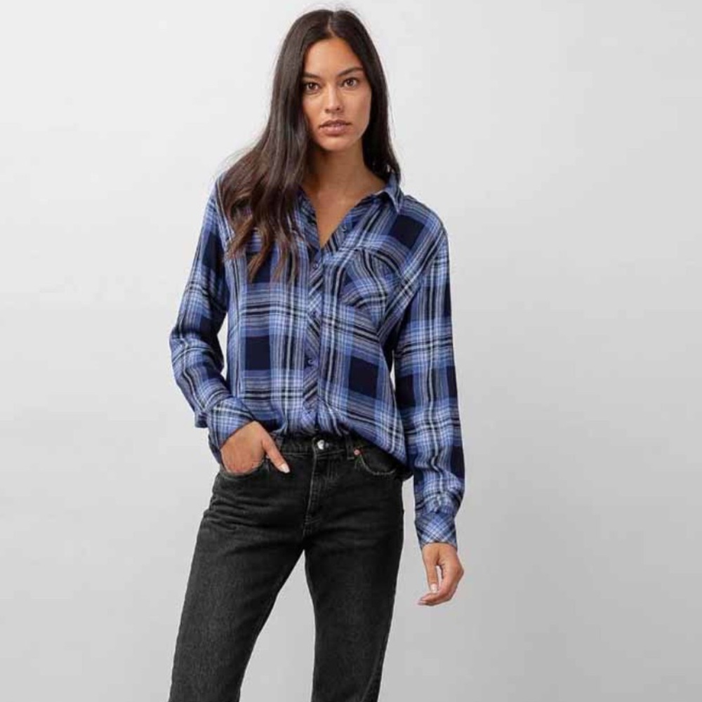 Rails Hunter Shirt In Navy Cornflower Blue Plaid